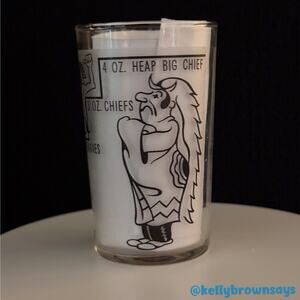 Vintage 4oz Shot Glass Heap Big Indian Chief Canadian Souvenir Dominion Glass